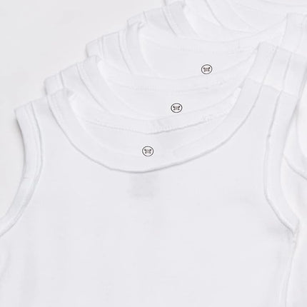 HonestBaby Baby Sleeveless Muscle T-Shirts 100% Organic Cotton for Infant Toddler Boys, Girls Tank Top, 5-Pack Bright White, 3-6 Months (Pack of 5)