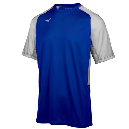 Mizuno Youth Aerolite Crew Baseball Jersey, Royal-Grey, Large