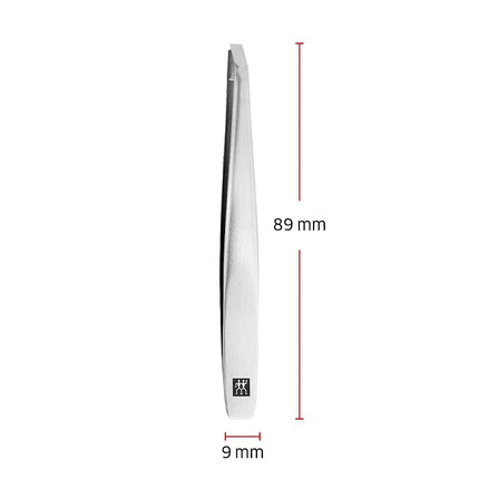 ZWILLING Angled Tweezers (Eyebrow Plucking, Brushed Perfectly Calibrated Tips, Hypoallergenic) Premium Silver 90mm