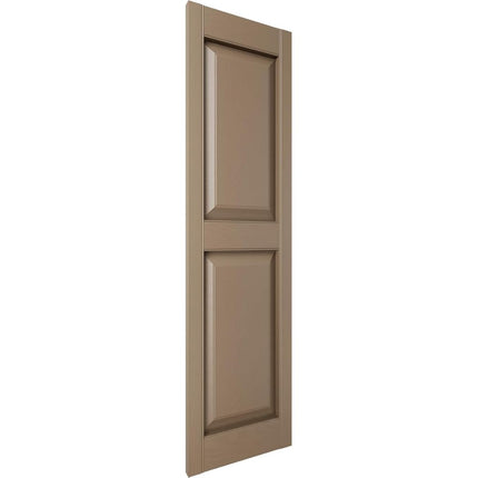 Builders Edge BEP2120031385 TailorMade Two Equal, Raised Panel, Includes Matching Installation Spikes (Per Pair) Vinyl Shutters, 12-in. W x 31-in. H, 385-French Roast