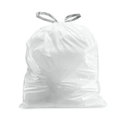 Plasticplace Custom Fit Trash Bags, Compatible with simplehuman Code F (100 Count) White Drawstring Garbage Liners 6.5 Gallon / 25 Liters, 21.75" x 20"
