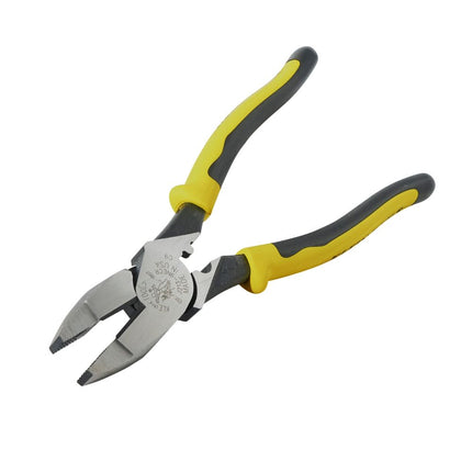 Klein Tools J213-9NECR Journeyman Pliers Connector Crimp Side, with High-Leverage Design Featuring Crimping Die Behind Hinge, 9-Inch