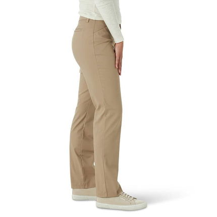 Lee Women's Wrinkle Free Relaxed Fit Straight Leg Pant, Flax, 8 Long