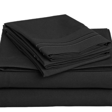 Elegant Comfort 4-Piece 1500 Thread Count Egyptian Quality Bed Sheet Sets with Deep Pockets, California King, Black