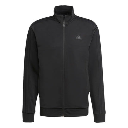 adidas Men's Standard Essentials Warm-Up 3-Stripes Track Top, Black/Black, XX-Large