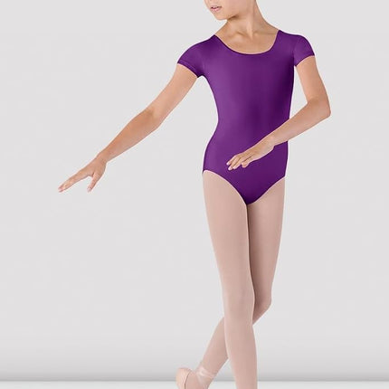 Justaucorps Bloch Dance Fille Dujour Manches Courtes Microlux, Aubergine, 2-4