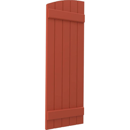Ekena Millwork ARW101BE518X37CLH Americraft Five 2 Exterior Real Wood Joined Board-n-Batten Shutters w/Elliptical Top (Per Pair), 17 1/2"W x 37"H, Colorful Leaves