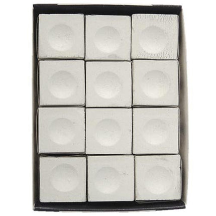 One Dozen White Silver Cup Pool Cue Chalk by Silver Cup
