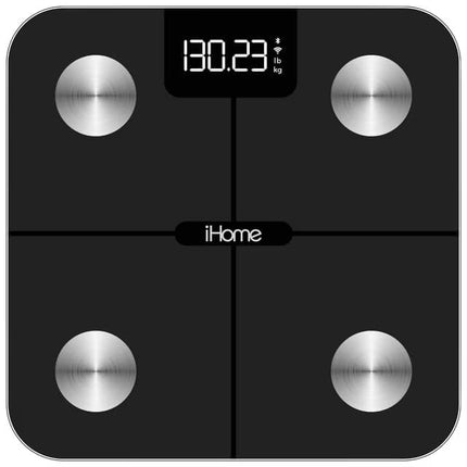 iHome Digital WiFi Smart Scale for Body Weight, Weight Scale with 14 Indicators, Including BMI, Body Fat, Muscle Mass, Batteries Included (Black Smart WiFi)