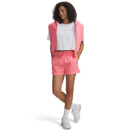 Under Armour Womens Rival Fleece Shorts, (600) Bittersweet Pink / / White, XL