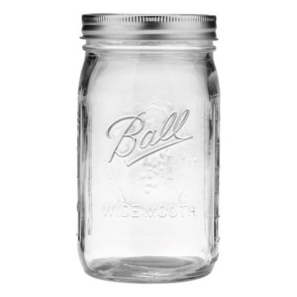 Ball Wide Mouth Glass Mason Jars with Lids and Bands, Used for Canning, Pickling, Juice, Jam, Jelly, Quart Size 32 Ounce (Pack of 2)