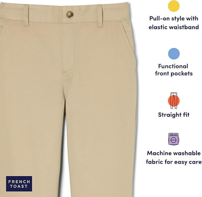 French Toast Girls' Pull-On Straight Fit Twill Pant, Heather Gray, 14