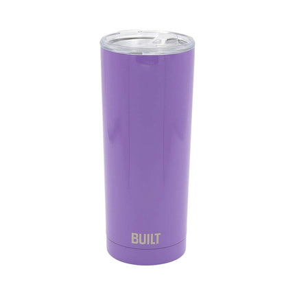 BUILT Double Walled Stainless Steel Tumbler Set with Replacement Lid, 2 Reusable Tritan Wire Straw Cleaning Brush in Gift Box, 1 Count (Pack of 1), Amethyst