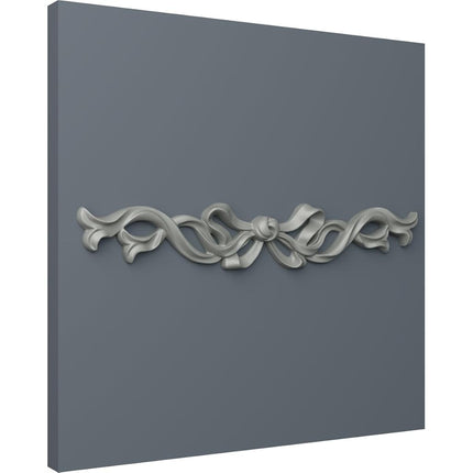 Ekena ONL17X03X01VE 17 1/8" W x 3" H x 7/8" P Versailles Large Ribbon with Bow Center Onlay, Primed