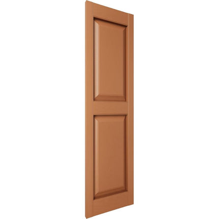 12 in. W x 37 in. H Builders Edge, TailorMade Two Equal Panels, Raised Panel Shutters, Includes Matching Installation Spikes (Per Pair), 471 - Treated Cedar