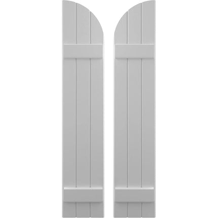 Ekena Millwork ARW101BQ311X34PRH Americraft Three 2 Exterior Real Wood Joined Board-n-Batten Shutters w/Arch Top (Per Pair), 10 1/2"W x 34"H, Primed