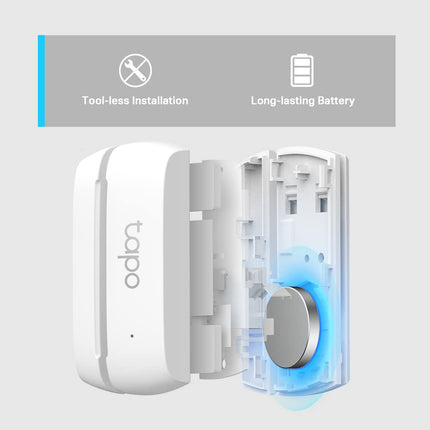 TP-Link Tapo T110 Contact Sensor, White, Requires Tapo Hub, Long Battery Life, Real-Time Notification, Smart Action