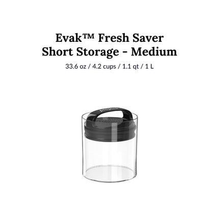 Prepara Evak Fresh Medium - Short (1L) Airless Canister with Black Handle