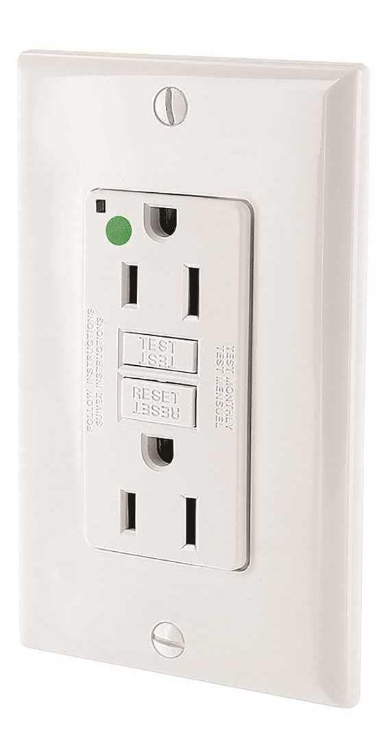 Leviton GFNT1-HGW 15A-125V Tomacorriente dúplex GFCI de autocomprobación de grado hospitalario extrarrobusto, no antimanipulación, blanco, 15 amperios