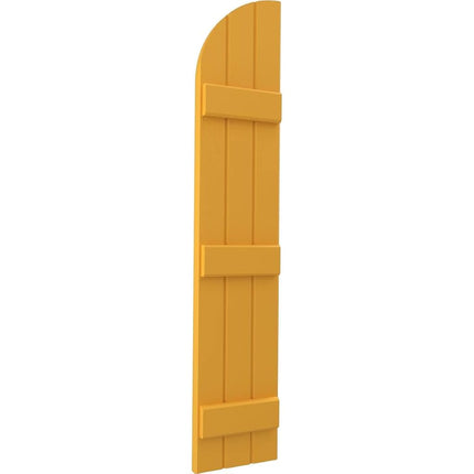 Ekena Millwork ARW401BQ311X37TUH Americraft Three 3 Exterior Real Wood Joined Board-n-Batten Shutters w/Arch Top (Per Pair), 10 1/2"W x 37"H, Turmeric