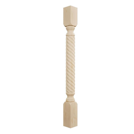 Ekena Millwork COL03X03X35HAAL 3 3/4-Inch W x 3 3/4-Inch D x 35 1/2-Inch H Hamilton Rope Cabinet Column, Alder
