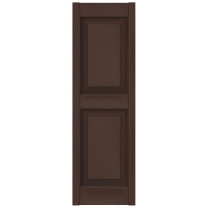 Ekena Millwork Lifetime Vinyl LP2S12X04300FB Standard Two Equal Panel Vinyls, Raised Panel Vinyl Shutters, w/Installation Shutter-Lok's & Matching Screws (Per Pair), 12"W x 43"H, Federal Brown
