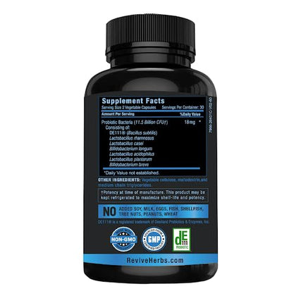 Advanced Probiotic with Patented DE111 Strain (Bacillus subtilis). Spore Forming Probiotic. No Refrigeration Needed. 11.5 Billion Organisms. Probiotics for Women and Men. 60 Vegetable Capsules.