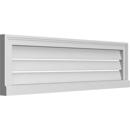 42"W x 12"H Rectangle Surface Mount PVC Gable Vent: Functional, w/ 2"W x 2"P Brickmould Sill Frame