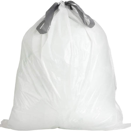 Plasticplace Custom Fit Bin Bags, Compatible with Code G (200 Count) White Drawstring Bin Liners 8 Gallon / 30 Liters, 17.5" x 28"