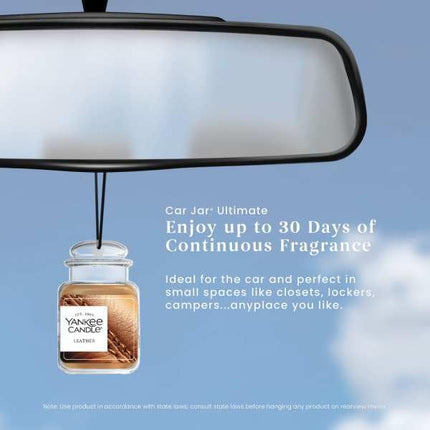 Ambientadores para coche Yankee Candle, ambientadores colgantes Car Jar Ultimate, neutraliza olores hasta 30 días, aroma a cuero, 27 g (paquete de 6)