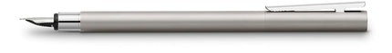 Faber-Castell Neo Slim Stainless Steel Medium Fountain Pen, matte silver (19-342100)