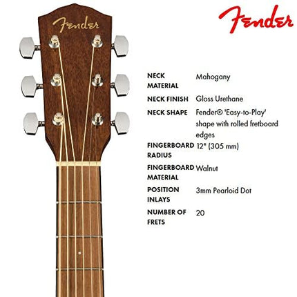 Fender CP-60S Parlor Acoustic Guitar, with 2-Year Warranty, 3-Color Sunburst