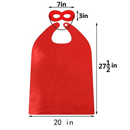ADJOY Capas y Máscaras de Superhéroes para Niños Paquete de 14 Sets con Pegatinas de Superhéroes - Capas de Disfraz para Fiestas de Cumpleaños Temáticas de Superhéroes