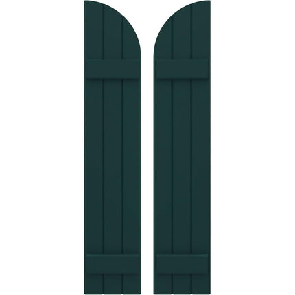 Ekena Millwork ARW101BQ311X33FGH Americraft Three 2 Exterior Real Wood Joined Board-n-Batten Shutters w/Arch Top (Per Pair), 10 1/2"W x 33"H, Thermal Green