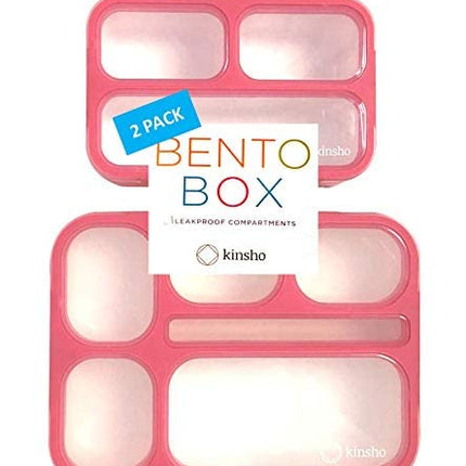 kinsho Stainless Steel Bento Lunch Boxes (Pink Large + MINI, 2)