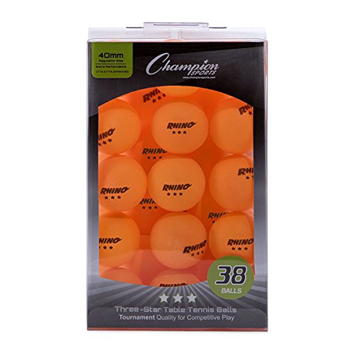 Champion Sports 3 Star Table Tennis Ball Pack, Tournament Size - Orange Ping Pong Balls, 38 Set - CTTA and ITTA Approved