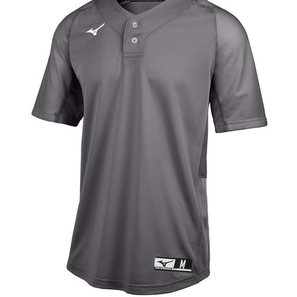 Mizuno Youth Aerolite 2-Button Baseball Jersey, Charcoal, Medium