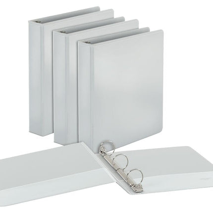 Cardinal 1.5 Inch 3 Ring Binder, Round Ring, White, 4 Pack, Holds 350 Sheets (79517)