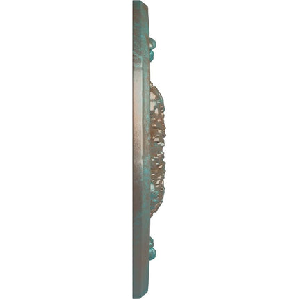 Ekena Millwork CM30FLCGS Flagstone Ceiling Medallion, 30"OD x 3 7/8"ID x 3 1/4"P (Fits Canopies up to 3 7/8"), Hand-Painted Copper Green Patina