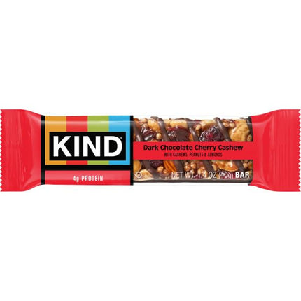 KIND PLUS, Cerise Chocolat Noir Noix de Cajou + Antioxydants, Barres Sans Gluten (Lot de 12)
