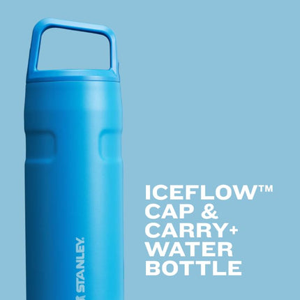 Stanley IceFlow Cap and Carry+ Botella de Agua de 16 OZ | Tapa Giratoria de Boca Ancha | Ligera y Antifugas para Viajes y Gimnasio | Acero Inoxidable Aislado | Libre de BPA | Negra