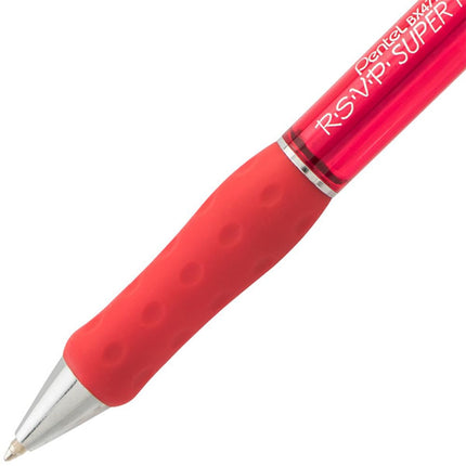 Pentel RSVP Super RT Ballpoint Pen, (0.7mm) Medium Line, Assorted Ink Colors, 8 Pack with Bonus Black Ink Pen