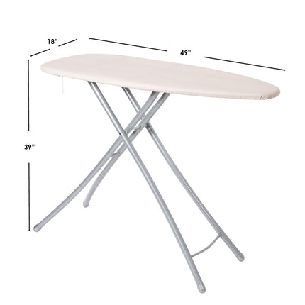 Seymour Home Products Adjustable Height Wide Top Ironing Board | 18” Wide Top, Steam-Flow Mesh, Stain-Resistant Cover | All-Steel Frame | Linen Beige