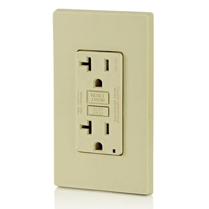 Leviton Weather Resistant GFCI Receptacle, Self-Test, 20 Amp, 125 Volt Feed-through, GFWT2-I, Ivory