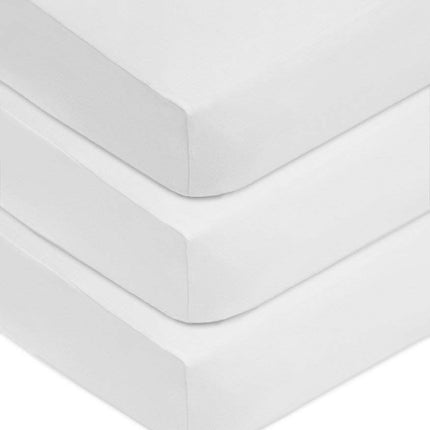 American Baby Company Lot de 3 draps housses en jersey 100 % coton pour lits de bébé et matelas pour tout-petits, blancs, pour garçons et filles
