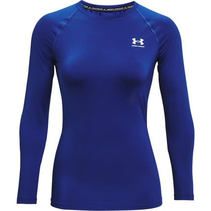 Under Armour Women's HeatGear Compression Long-Sleeve T-Shirt Sweatshirt, Royal (400)/White, XXL