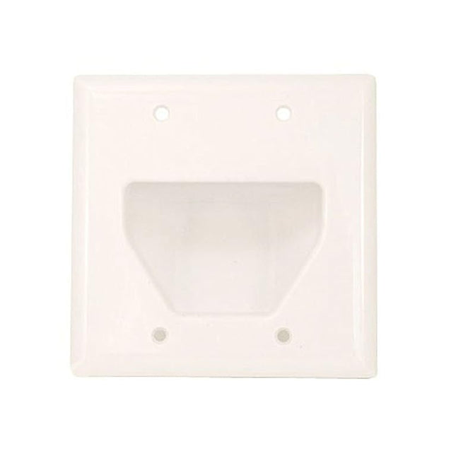 Monoprice 104001 Recessed Low Voltage Cable Wall Plate, 2-Gang, White