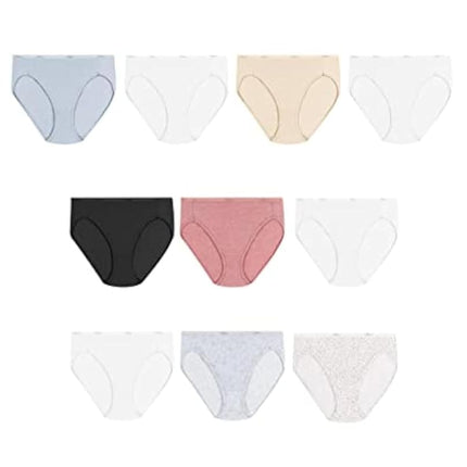 hanes Women's n's Cotton Hi-Cut Underwear, 10-Pack
