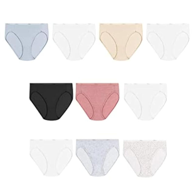 hanes Women's n's Cotton Hi-Cut Underwear, 10-Pack