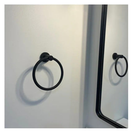 USHOWER Matte Black Towel Ring, Hand Towel Holder for Bathroom, Durable 304 Stainless Steel, Modern Style